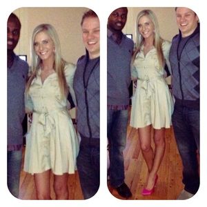 Tan Long Sleeve BEBE Dress